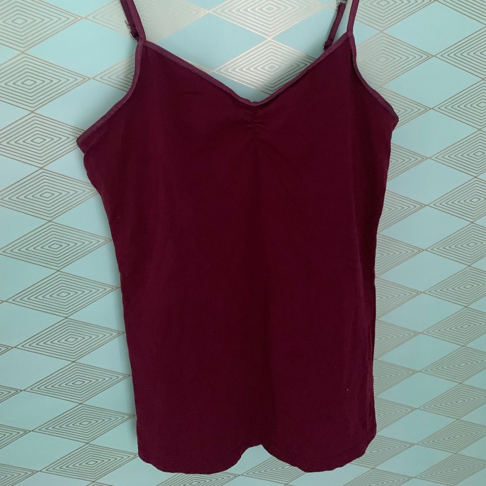 Burgundy red tank top with built in bra